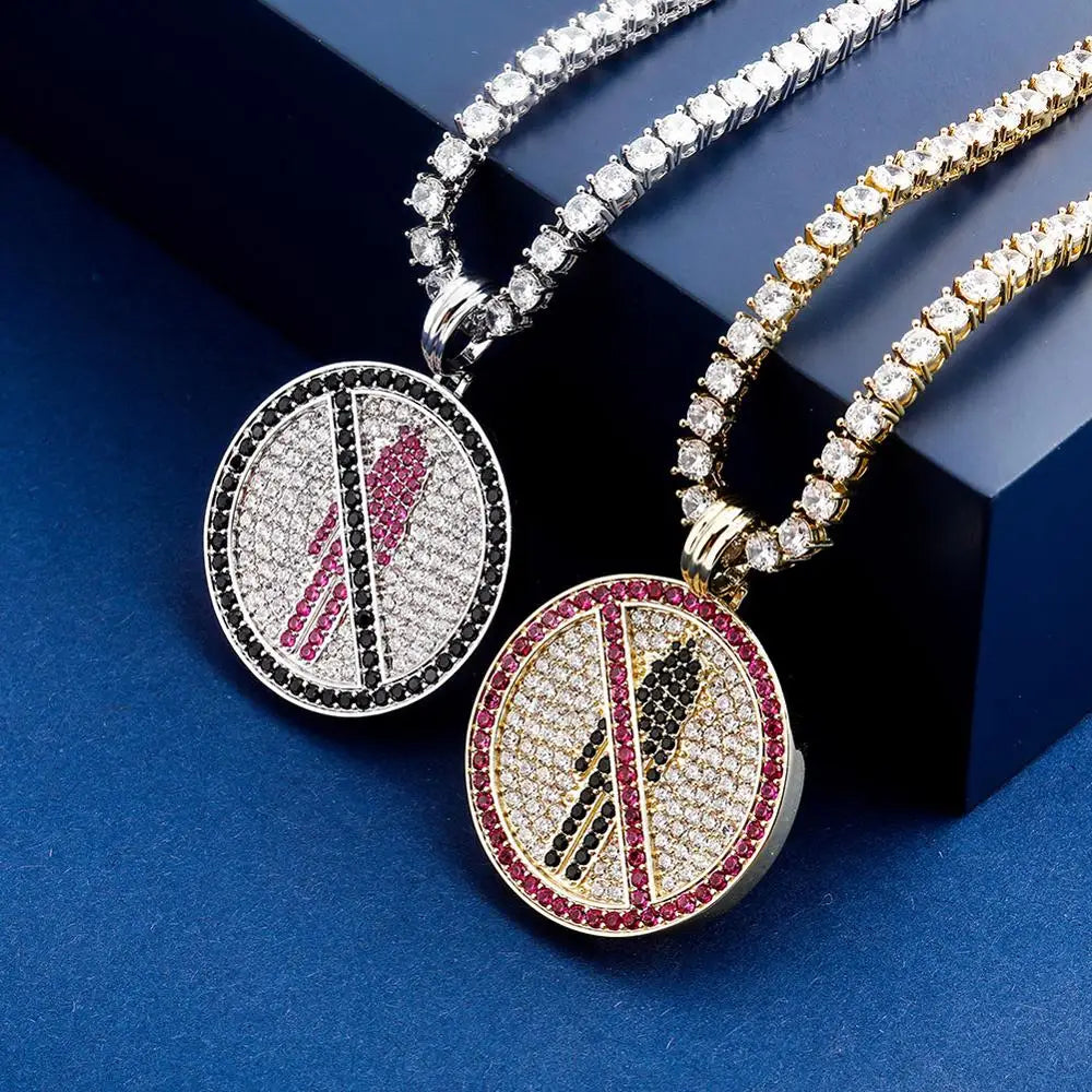 TOPGRILLZ New Travis Scott Brand Logo Pendant Necklace Ice Out Cubic Zirconia Pendant With 4mm Tennis Chain Hip Hop Jewelry Gift - Travis Scott Merchandise - Free Shipping Buy Now
