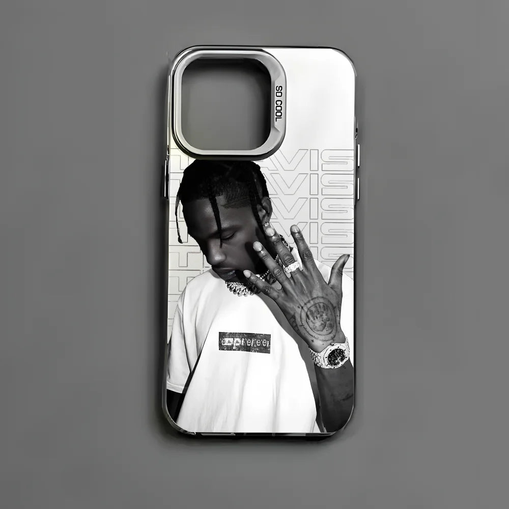 Travis S-Scott Rapper Singer Phone Case For IPhone 16 15 14 13 12 11 Pro Max Black Matte Multicolor Laser Metallic Aurora Funda - Travis Scott Merchandise - Free Shipping Buy Now