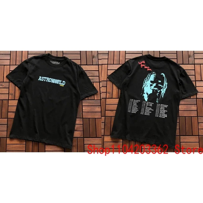 Street Men Women CACTUS JACK Short Sleeve T-shirt Summer Loose Casual Cartoon Print Crewneck Top Breathable Cotton UTOPIA Tshirt - Travis Scott Merchandise - Free Shipping Buy Now