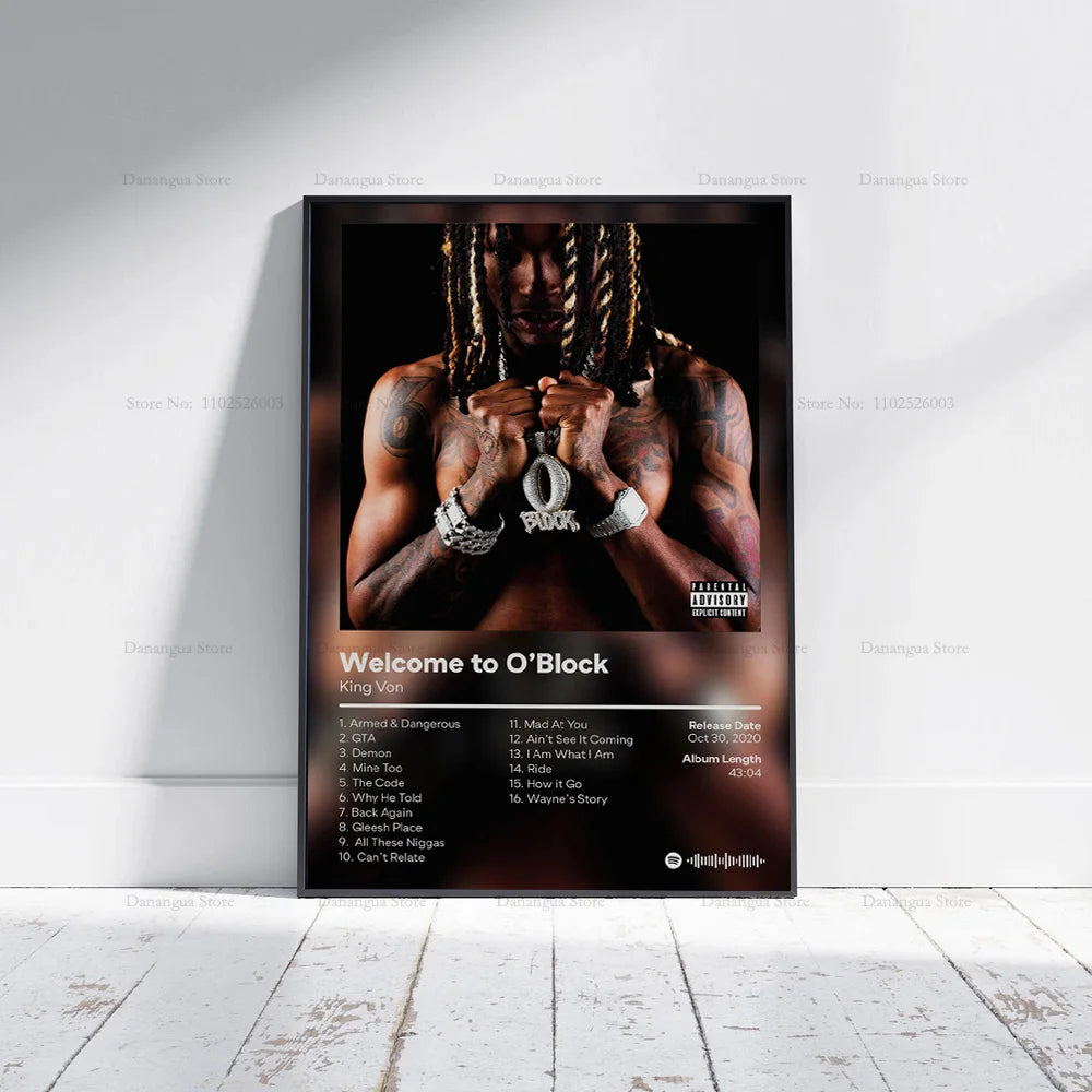 King Poster Von Welcome To O Block Music Album Poster Poster Prints Wall Art Canvas Painting Picture Photo Gift Room Home Decor - Travis Scott Merchandise - Free Shipping Buy Now