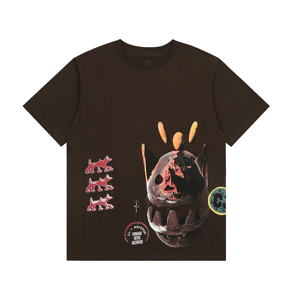 Y2K Summer Vintage Graffiti Cactus Jack Cotton White Tees Men and Women Short Sleeve Loose Casual Tshirts Oversized Hip Hop Tops - Travis Scott Merchandise - Free Shipping Buy Now