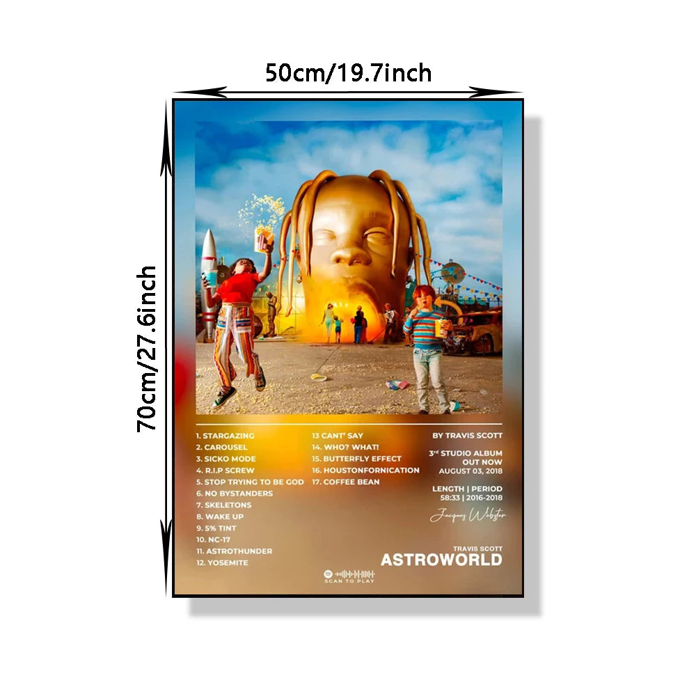 Travis Scott Rodeo/Astroworld Music Album Cover Series Art Poster Canvas Painting Wall Prints Picture for Living Room Home Decor - Travis Scott Merchandise - Free Shipping Buy Now