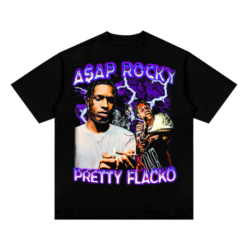 Hip hop rap 2PAC TRAVIS SCOTT personality printing summer men's 100% cotton T-shirt comfortable breathable streetwear - Travis Scott Merchandise - Free Shipping Buy Now