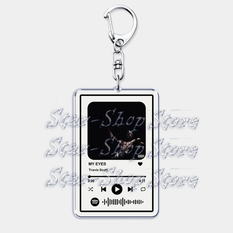 Hot Hip Hop Rap Singer Music Keychains for Women Man Accessories Bag Goosebumps Playlist Code Keying Jewelry Fans Friends Gift - Travis Scott Merchandise - Free Shipping Buy Now