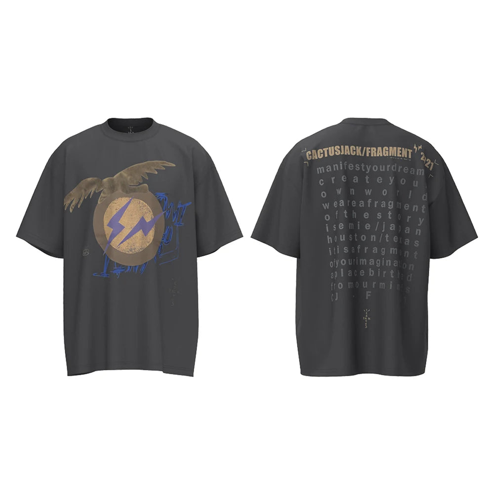 2023 New Summer Cactus Jack Letter Embroidery Short Sleeve Tees Men's Streetwear Crew Neck Cotton Tshirts Y2K Unisex Tank Tops - Travis Scott Merchandise - Free Shipping Buy Now