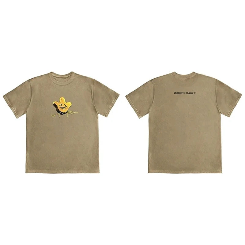 CACTUS JACK Short Sleeve T-shirt Loose Casual Crewneck Men Women Top Tees UTOPIA T Shirt - Travis Scott Merchandise - Free Shipping Buy Now
