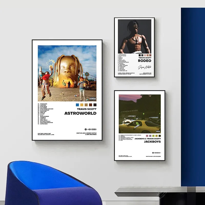 Rapper Travis-Scott Music Posters and Prints Canvas for Living Room Album Cover Singer Star Decor Gift Printing Wall Art Picture - Travis Scott Merchandise - Free Shipping Buy Now