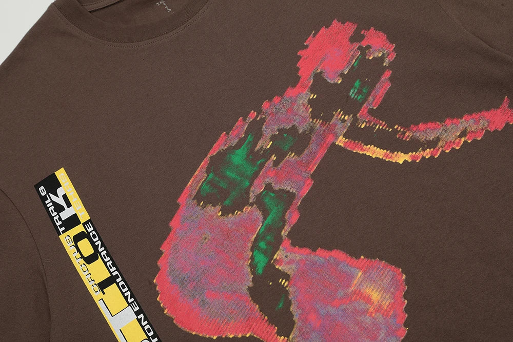 Cactus Jack Letter Character Print Short Sleeve Mens Tshirts High Street Baggy Crew Neck Cotton Summer Top Tees Oversized - Travis Scott Merchandise - Free Shipping Buy Now