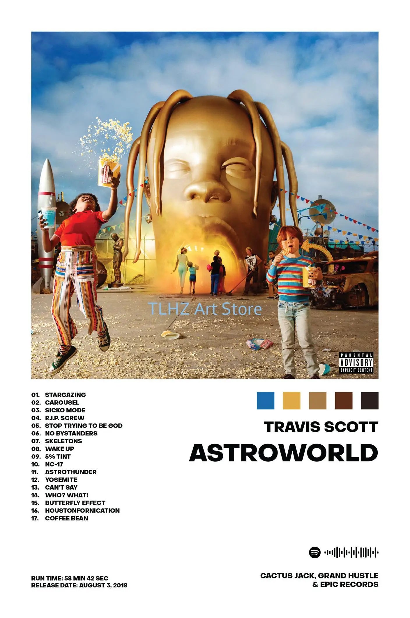 Travis-Scott Music Album Cover Canvas Printing Wall Art Singer Rapper Star Posters and Prints Picture for Living Room Decor Gift - Travis Scott Merchandise - Free Shipping Buy Now