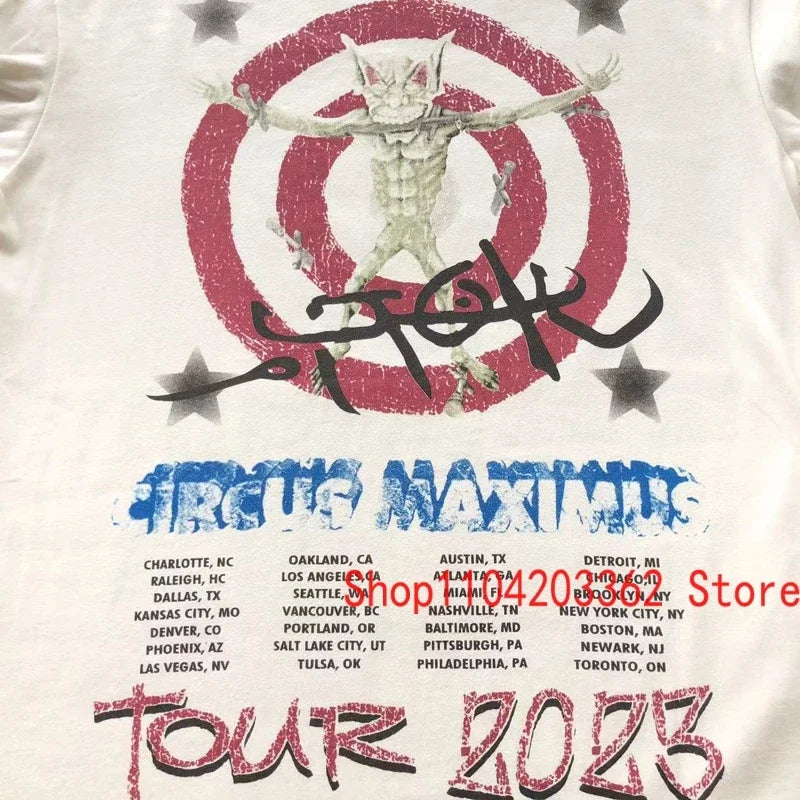 Street Men Women CACTUS JACK Short Sleeve T-shirt Summer Loose Casual Cartoon Print Crewneck Top Breathable Cotton UTOPIA Tshirt - Travis Scott Merchandise - Free Shipping Buy Now