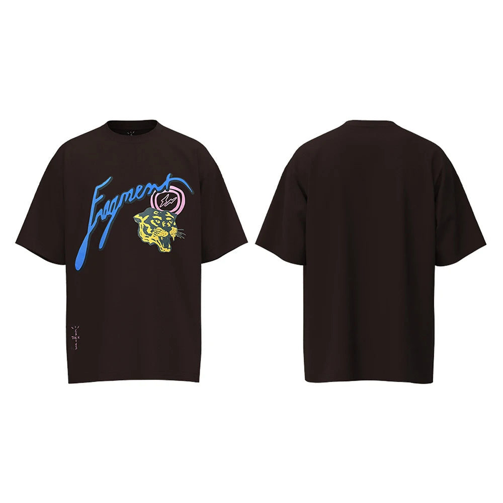 Characater Print Letter Embroidery Short Sleeve Summer Top Tees for Men Cactus Jack Crew Neck Cotton Casual Oversized Tshirts - Travis Scott Merchandise - Free Shipping Buy Now