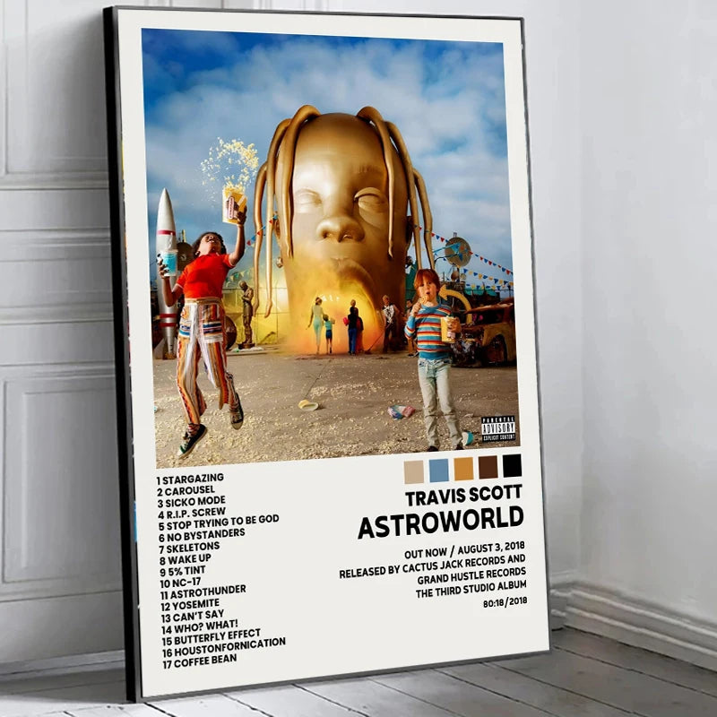 Music Album Covers Postert-travis Rapper S-scott Hiphop Singer Album Covers Canvas Painting Wall Art Picture Poster Room Decor - Travis Scott Merchandise - Free Shipping Buy Now