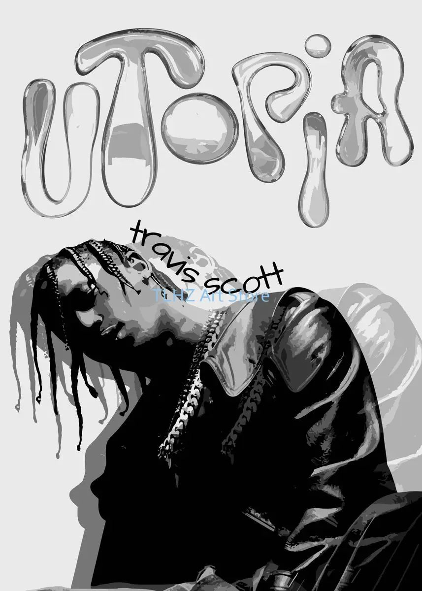 Rapper Travis-Scott Music Album Cover Singer Star Posters and Prints Canvas Printing Wall Art Picture for Living Room Decor Gift - Travis Scott Merchandise - Free Shipping Buy Now