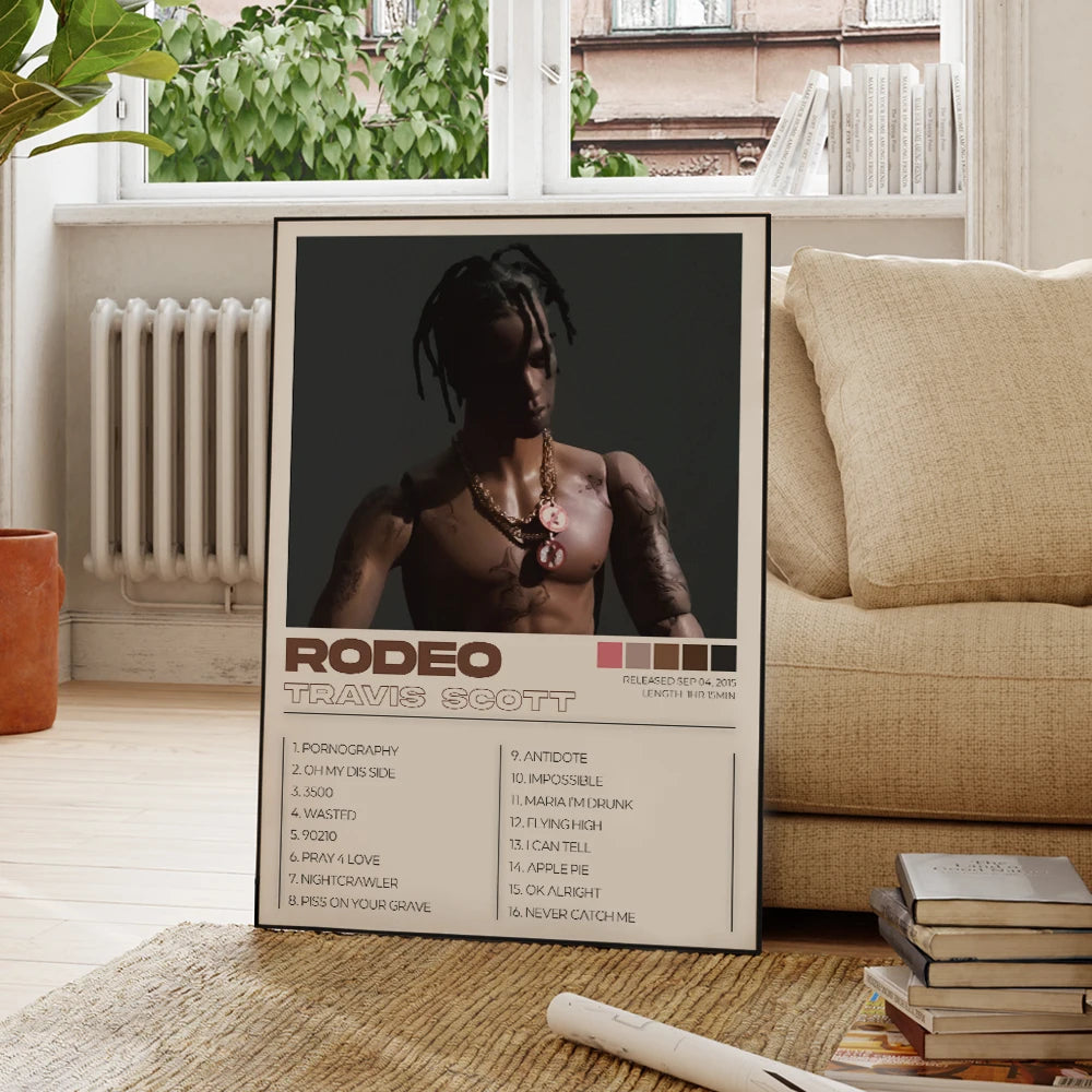 Modern Travis Scott Albums Art Cover Songs Music Rap Wall Aluminum Frame Canvas Painting Posters For Living Room Home Decor - Travis Scott Merchandise - Free Shipping Buy Now