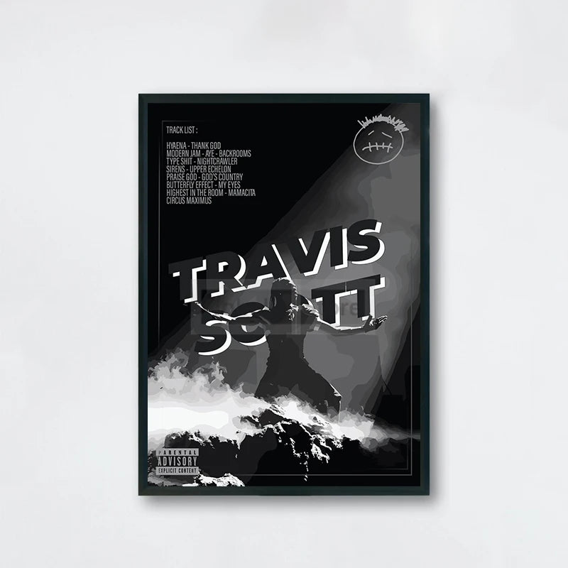 Popular American Rapper Singer Travis Scott Posters Stylized Portrait Prints Canvas Painting Wall Art Pictures Home Room Decor - Travis Scott Merchandise - Free Shipping Buy Now