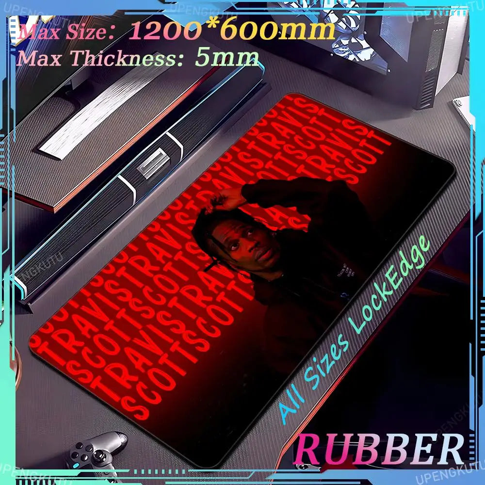 Travis Scott Oversized XXXL MousePad Anime Lock Edge Keyboard Gaming Accessories PC Pad Thick Desk Mat Carpet Rubber Mouse Pad - Travis Scott Merchandise - Free Shipping Buy Now
