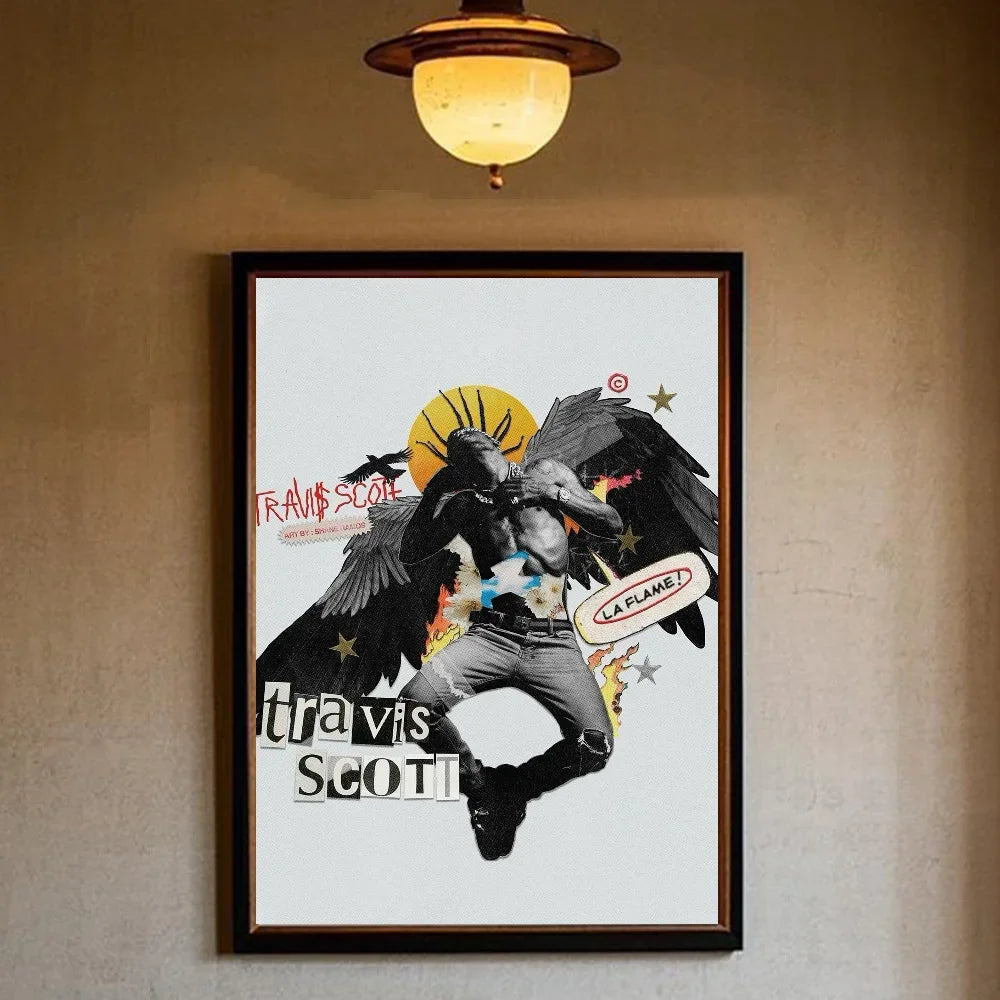 T-Travis Scott Astroworld Jackboys Music Album Poster art sticky wall waterproof home living room bedroom bar aesthetic decorati - Travis Scott Merchandise - Free Shipping Buy Now
