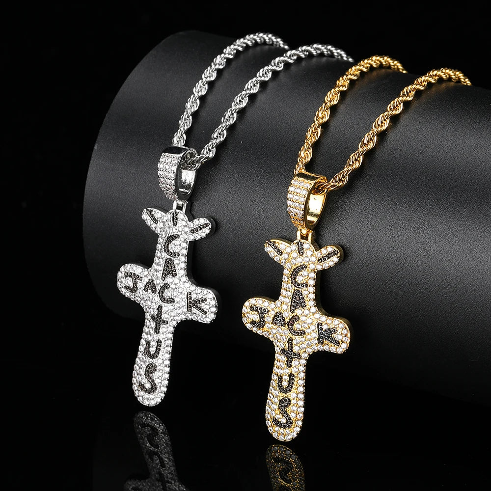 Hip Hop Singer Travis Scott With Cactus Jack Cross Zircon Pendant Necklace - Travis Scott Merchandise - Free Shipping Buy Now