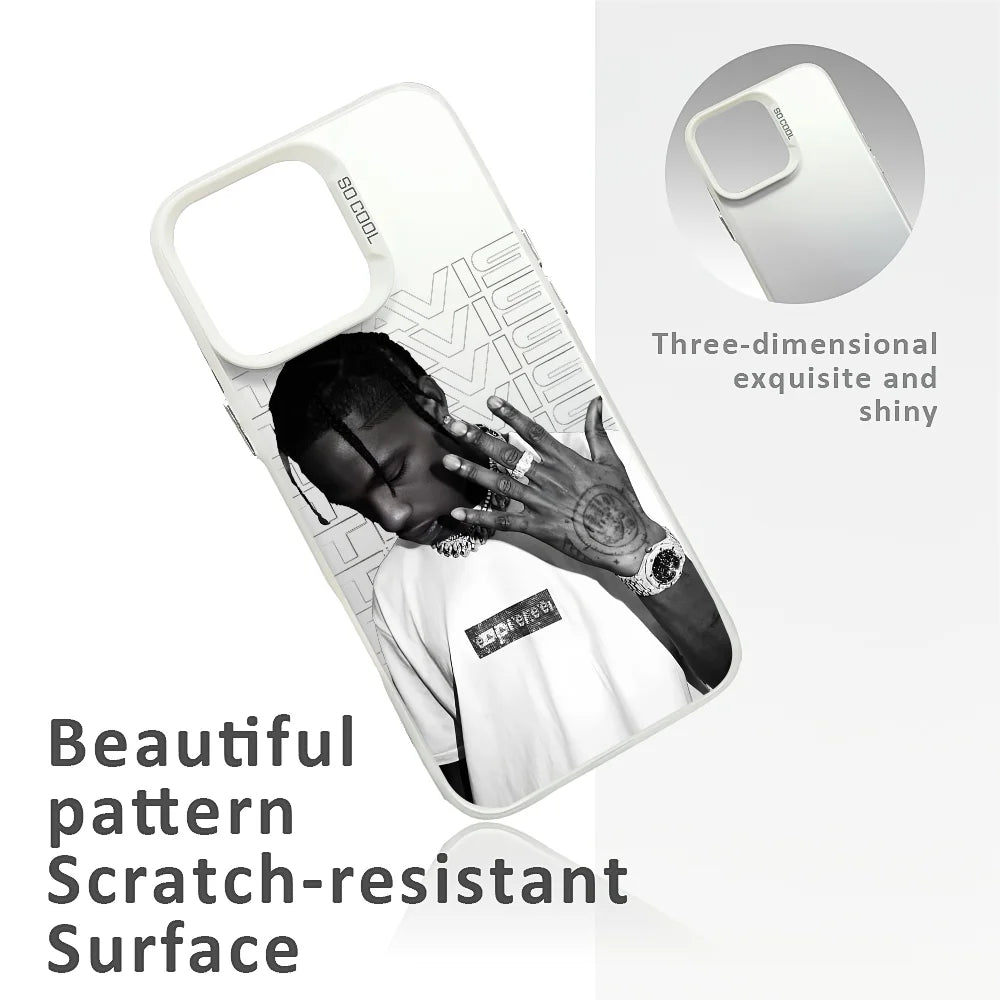 Travis S-Scott Rapper Singer Phone Case For IPhone 16 15 14 13 12 11 Pro Max Black Matte Multicolor Laser Metallic Aurora Funda - Travis Scott Merchandise - Free Shipping Buy Now