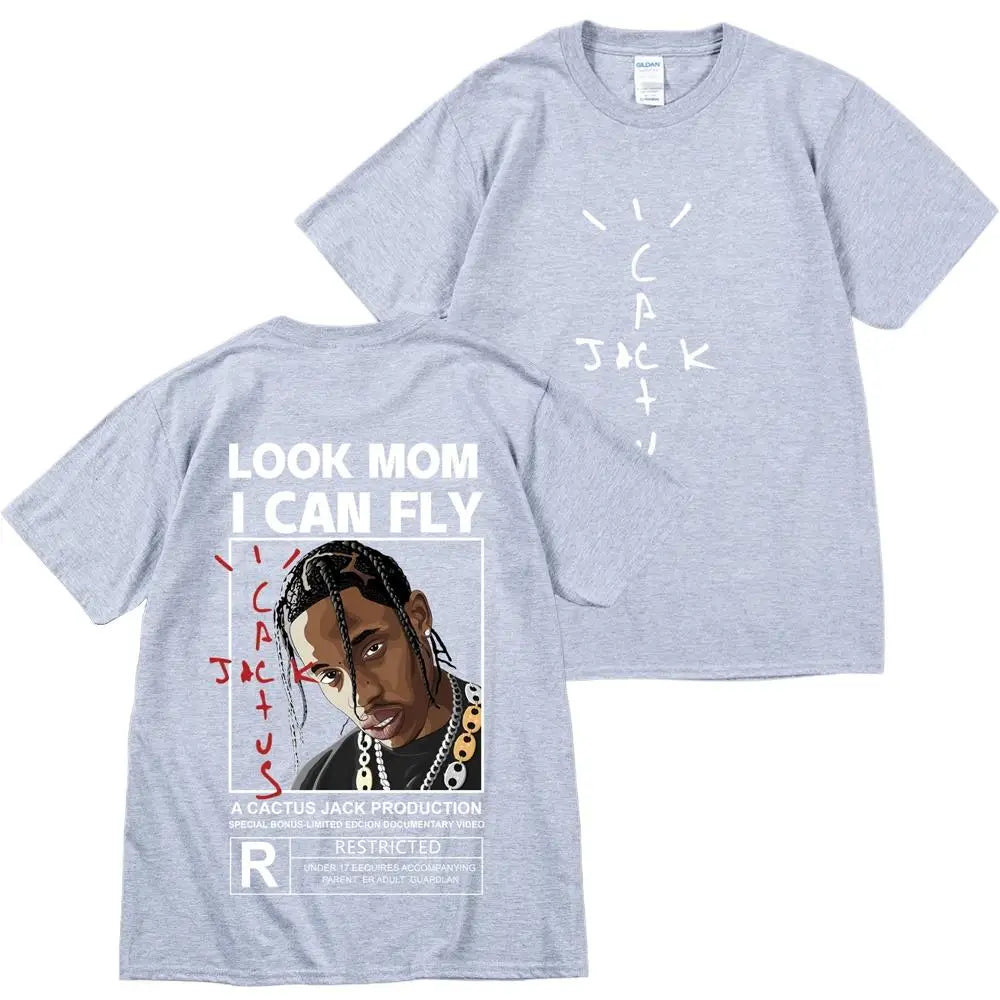 Kanye West Fashion Hip Hop Men Tshirt Tour Short Sleeve CACTUS JACK Print Basic Couple Loose Short Sleeve T-Shirt Cotton Clothes - Travis Scott Merchandise - Free Shipping Buy Now