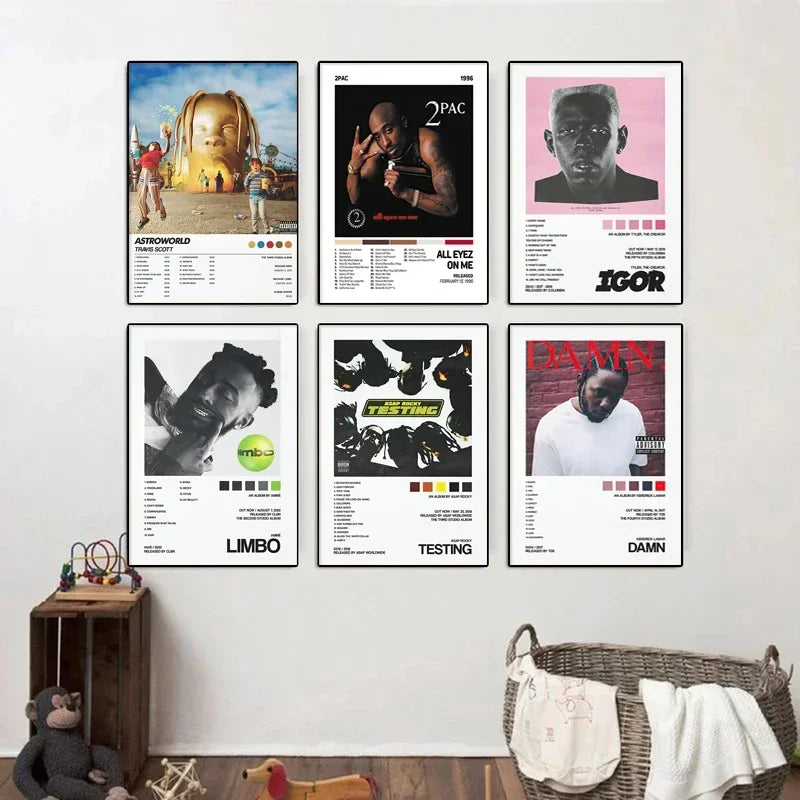 Music Album Covers Poster Rapper 2Pac,Travis Scott Hiphop Singer Album Covers Canvas Painting Wall Art Pictures Room Decor - Travis Scott Merchandise - Free Shipping Buy Now