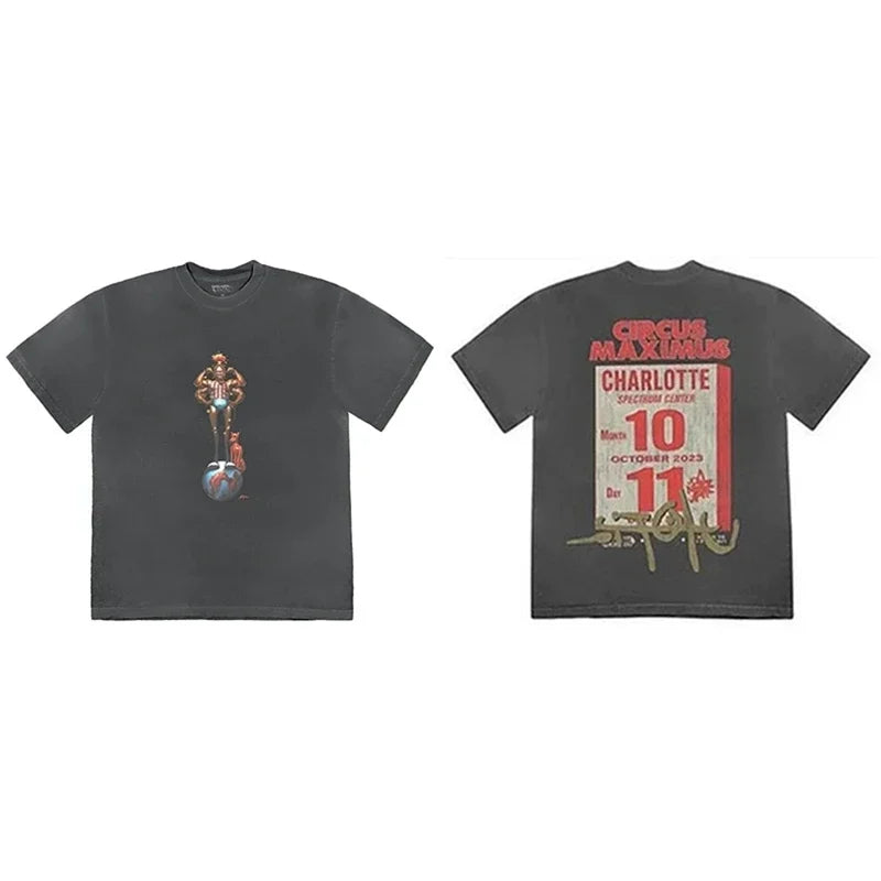 CACTUS JACK Short Sleeve T-shirt Loose Casual Crewneck Men Women Top Tees UTOPIA T Shirt - Travis Scott Merchandise - Free Shipping Buy Now