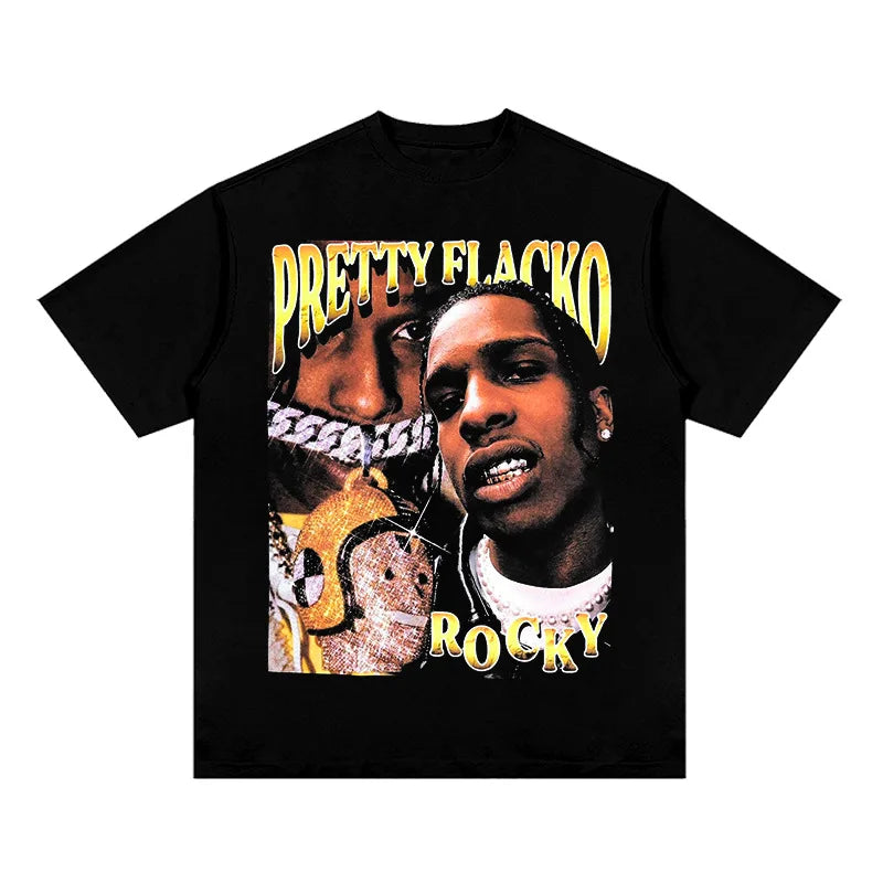 Hip hop rap 2PAC TRAVIS SCOTT personality printing summer men's 100% cotton T-shirt comfortable breathable streetwear - Travis Scott Merchandise - Free Shipping Buy Now