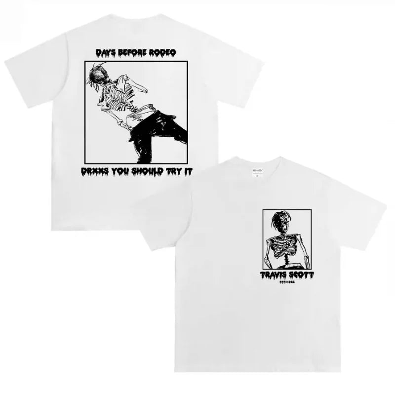 Retro Trend Portrait Travis Scott T-Shirt Casual High Street Male Female Couples Short Sleeve Summer Streetwear Oversize Tee Top - Travis Scott Merchandise - Free Shipping Buy Now