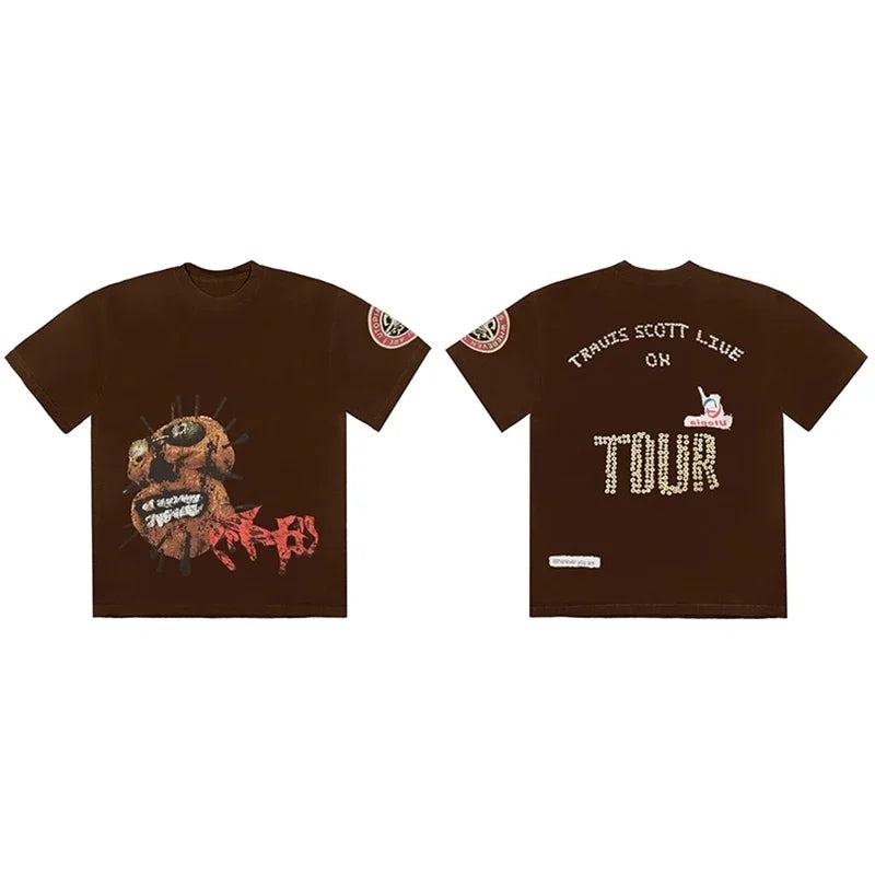 CACTUS JACK Short Sleeve T-shirt Loose Casual Crewneck Men Women Top Tees UTOPIA T Shirt - Travis Scott Merchandise - Free Shipping Buy Now
