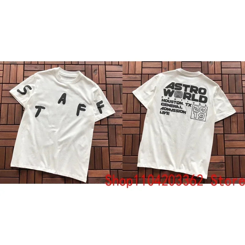 Street Men Women CACTUS JACK Short Sleeve T-shirt Summer Loose Casual Cartoon Print Crewneck Top Breathable Cotton UTOPIA Tshirt - Travis Scott Merchandise - Free Shipping Buy Now