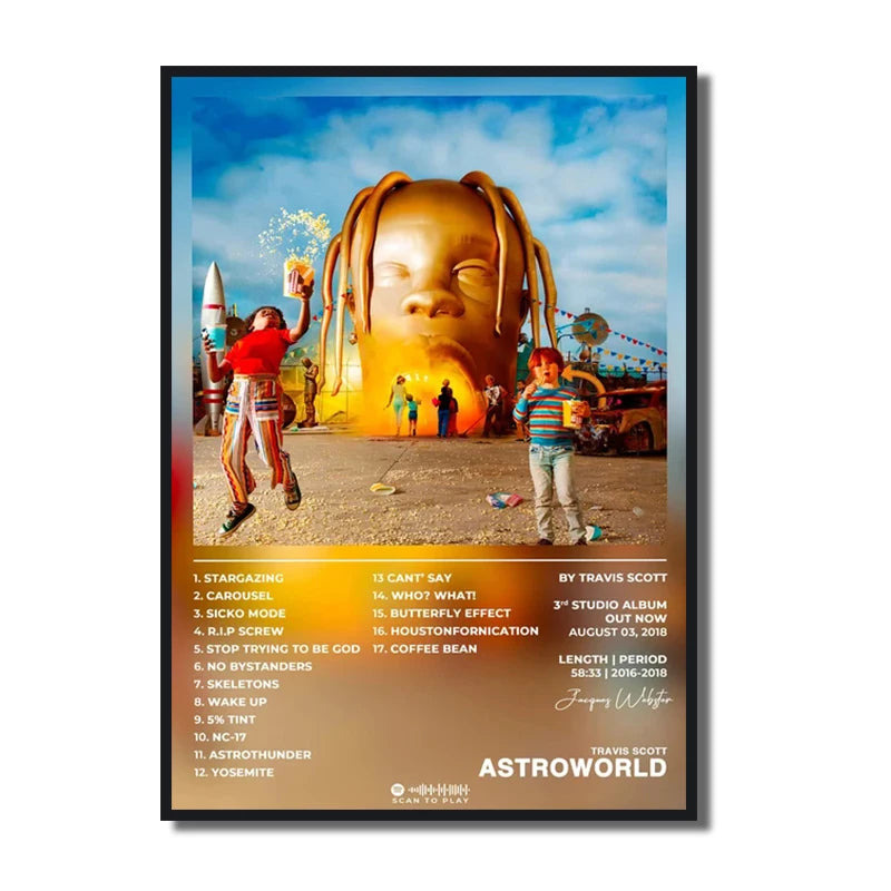 Travis Scott Rodeo/Astroworld Music Album Cover Series Art Poster Canvas Painting Wall Prints Picture for Living Room Home Decor - Travis Scott Merchandise - Free Shipping Buy Now