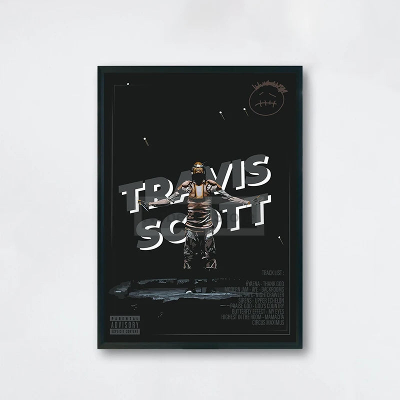 Popular American Rapper Singer Travis Scott Posters Stylized Portrait Prints Canvas Painting Wall Art Pictures Home Room Decor - Travis Scott Merchandise - Free Shipping Buy Now