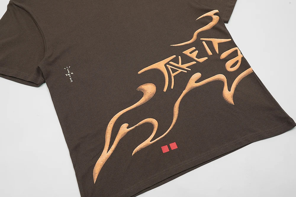 High Street Flame Person Cactus Jack Short Sleeve Summer Tees for Men and Women Crew Neck Harajuku Vintage Cotton Tshirts - Travis Scott Merchandise - Free Shipping Buy Now