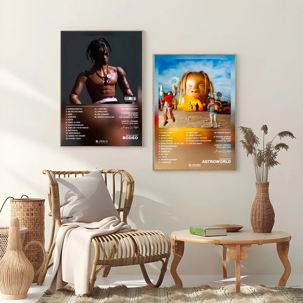 T-Travis S-Scott RodeoAstroworld Album Poster Sticky Wall Art Printing Waterproof Home Living Bed Room Bar Aesthetic Decor - Travis Scott Merchandise - Free Shipping Buy Now