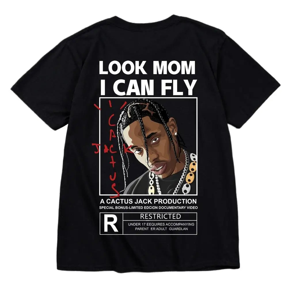 Kanye West Fashion Hip Hop Men Tshirt Tour Short Sleeve CACTUS JACK Print Basic Couple Loose Short Sleeve T-Shirt Cotton Clothes - Travis Scott Merchandise - Free Shipping Buy Now