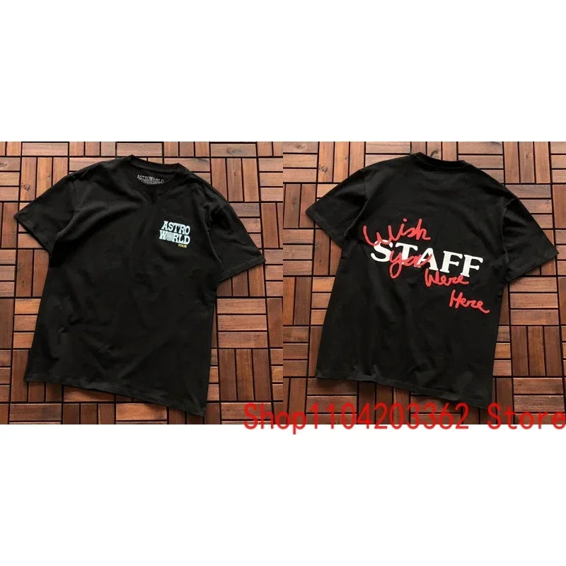 Street Men Women CACTUS JACK Short Sleeve T-shirt Summer Loose Casual Cartoon Print Crewneck Top Breathable Cotton UTOPIA Tshirt - Travis Scott Merchandise - Free Shipping Buy Now