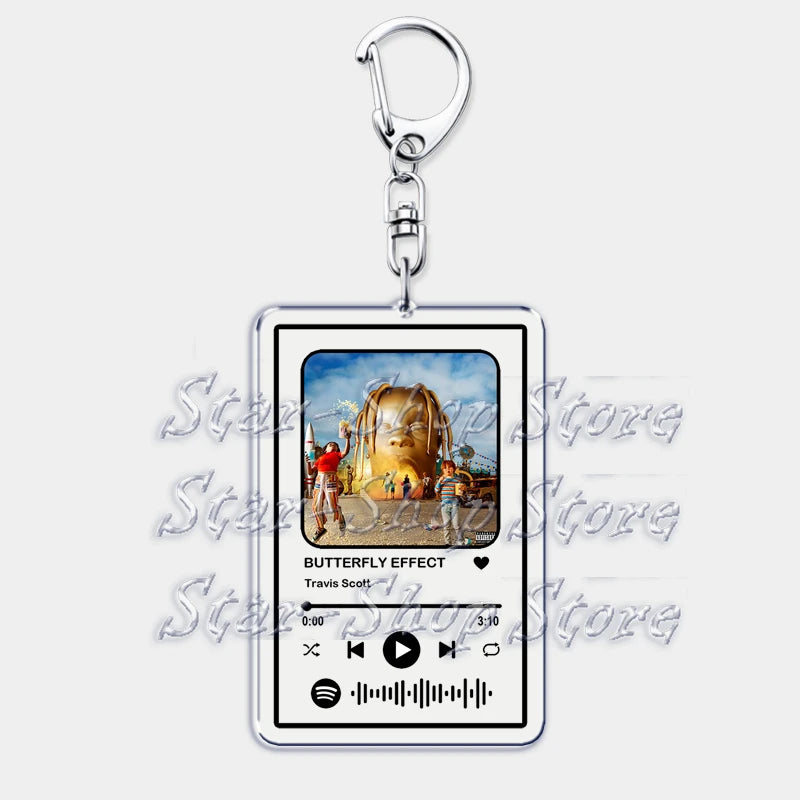 Hot Hip Hop Rap Singer Music Keychains for Women Man Accessories Bag Goosebumps Playlist Code Keying Jewelry Fans Friends Gift - Travis Scott Merchandise - Free Shipping Buy Now