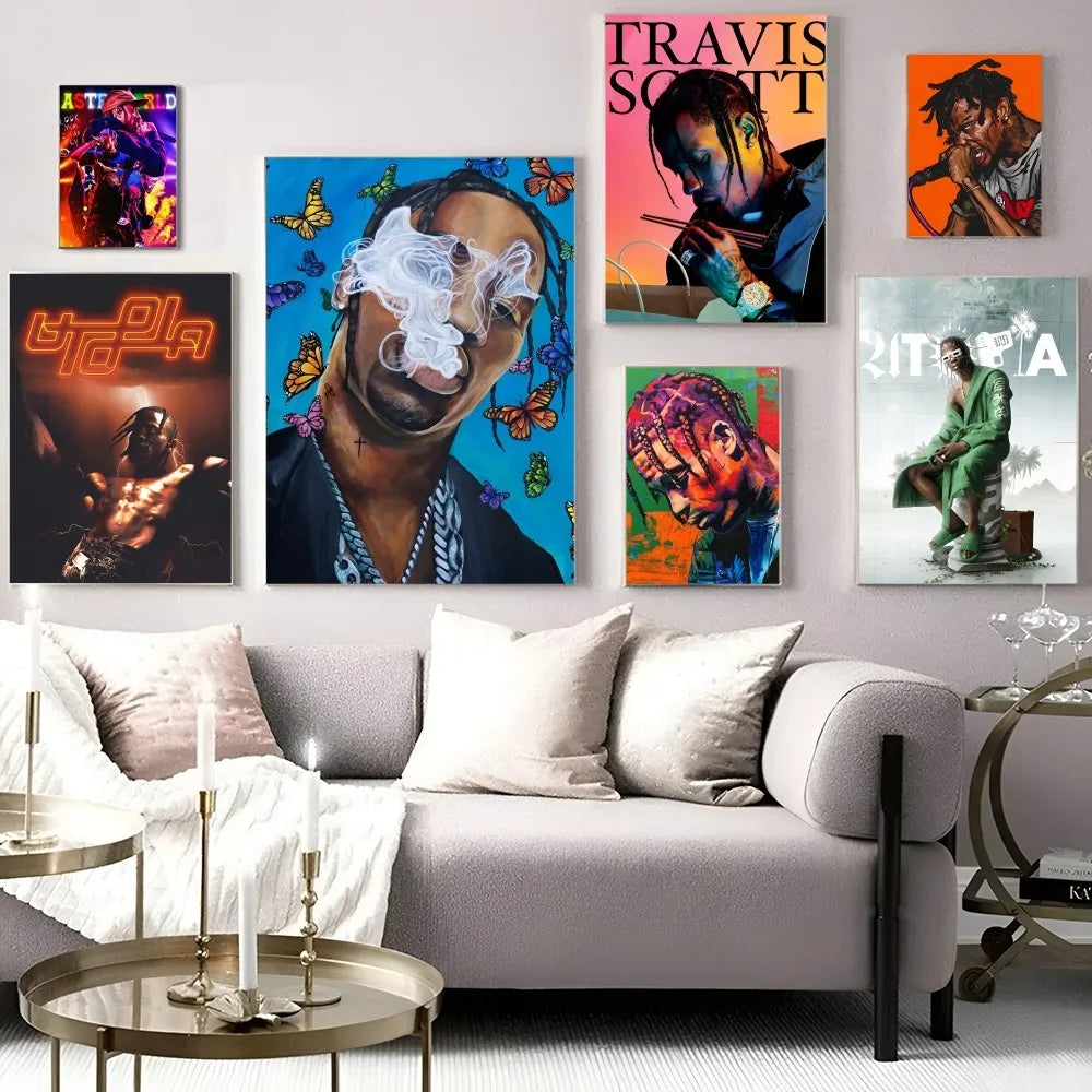 T-Travis S-Scott Utopia Movie Sticky Posters Fancy Wall Sticker for Living Room Bar Decoration Vintage Decorative Painting - Travis Scott Merchandise - Free Shipping Buy Now