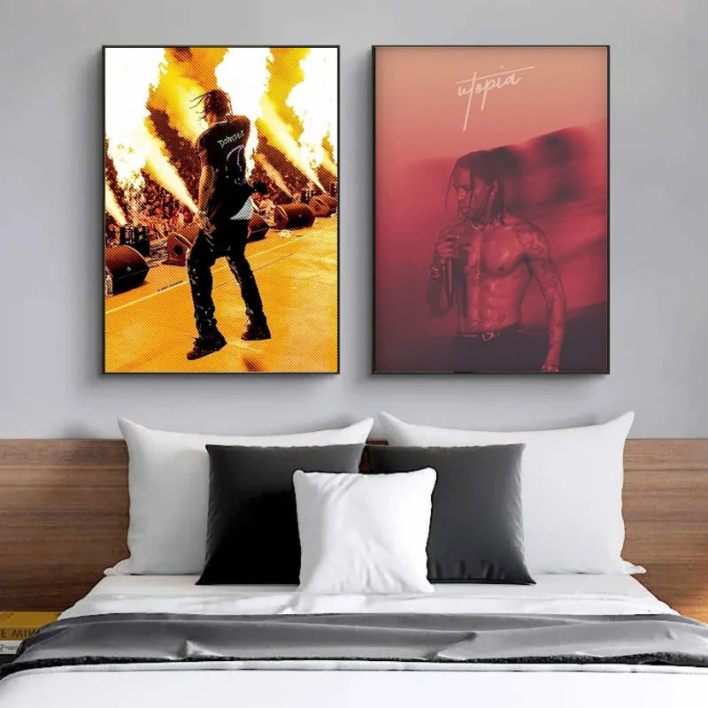 Travis-Scott Music Album Cover Singer Rapper Star Posters and Prints Canvas Printing Wall Art Picture for Living Room Decor Gift - Travis Scott Merchandise - Free Shipping Buy Now