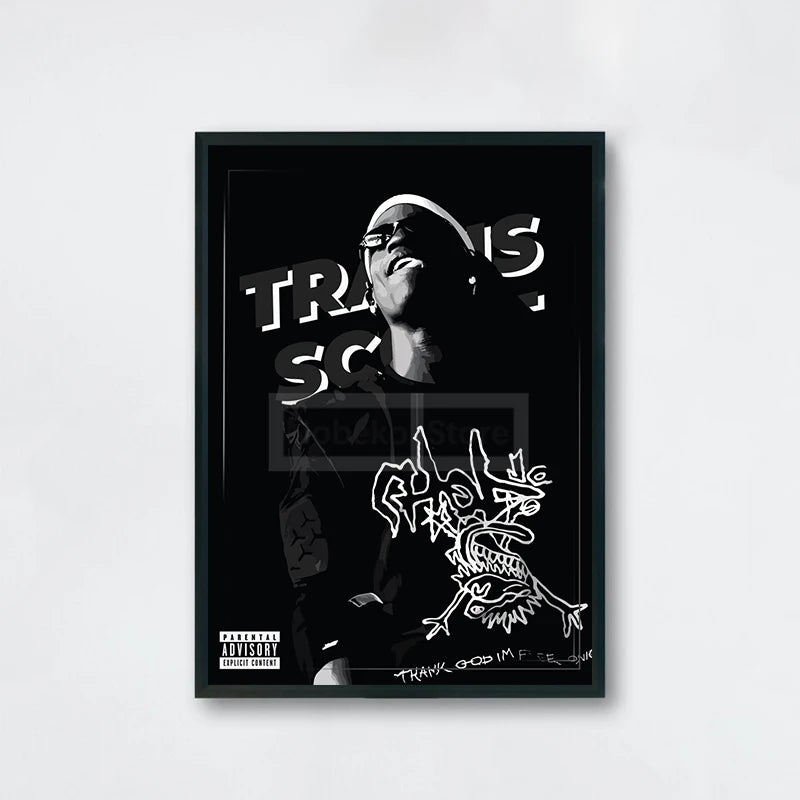 Popular American Rapper Singer Travis Scott Posters Stylized Portrait Prints Canvas Painting Wall Art Pictures Home Room Decor - Travis Scott Merchandise - Free Shipping Buy Now