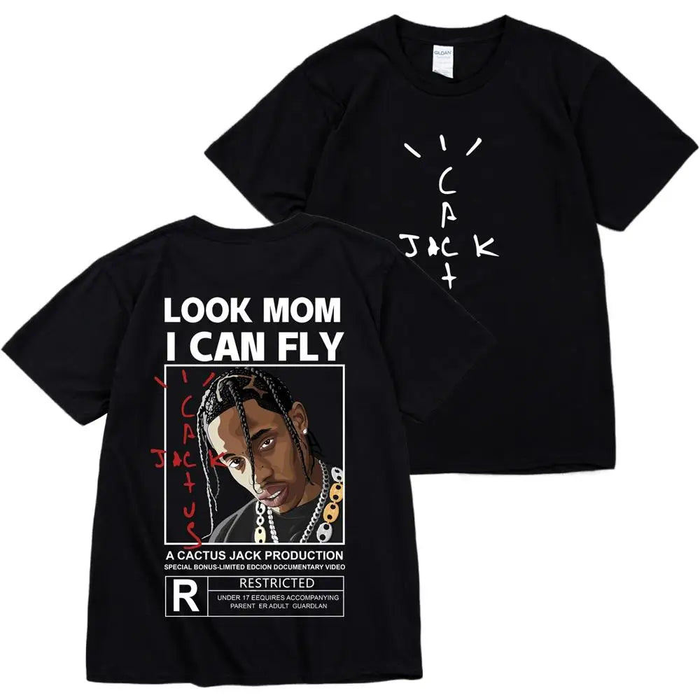 Kanye West Fashion Hip Hop Men Tshirt Tour Short Sleeve CACTUS JACK Print Basic Couple Loose Short Sleeve T-Shirt Cotton Clothes - Travis Scott Merchandise - Free Shipping Buy Now