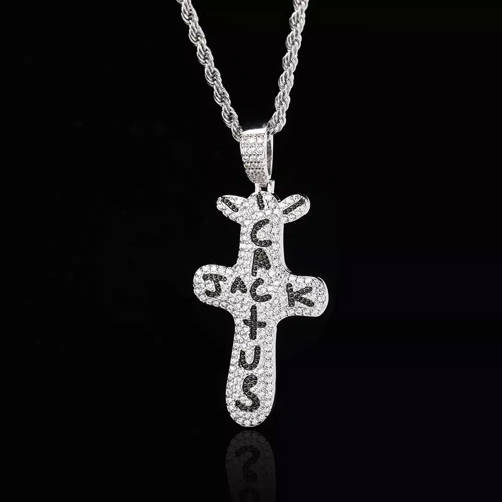 Hip Hop Singer Travis Scott With Cactus Jack Cross Zircon Pendant Necklace - Travis Scott Merchandise - Free Shipping Buy Now