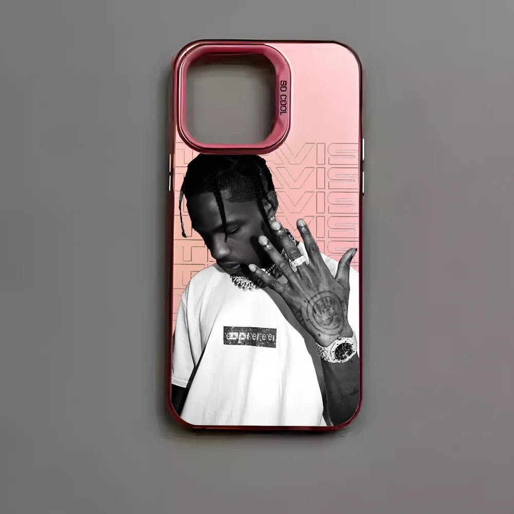 Travis S-Scott Rapper Singer Phone Case For IPhone 16 15 14 13 12 11 Pro Max Black Matte Multicolor Laser Metallic Aurora Funda - Travis Scott Merchandise - Free Shipping Buy Now