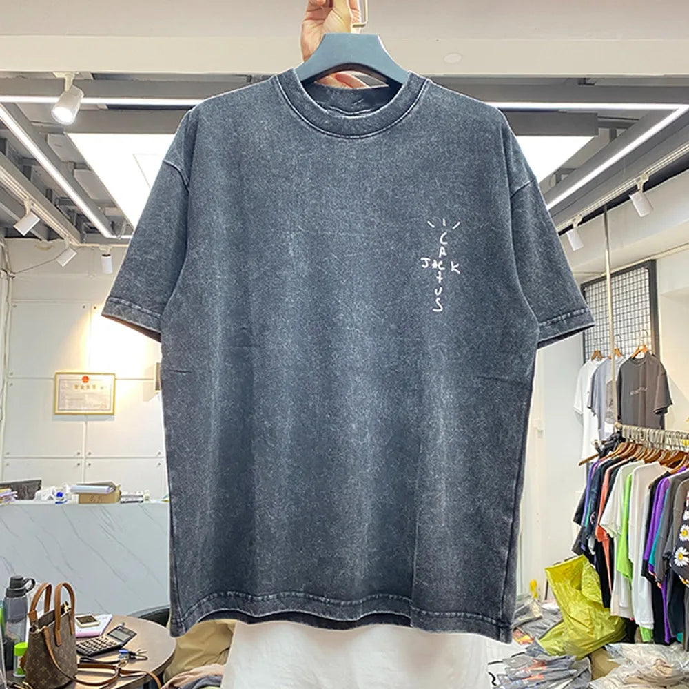 2025 Men CACTUS JACK T Shirts Drop-shoulder sleeve T-Shirt Hip Hop Skateboard Street 100% Cotton T-Shirts 230G Tee Top - Travis Scott Merchandise - Free Shipping Buy Now