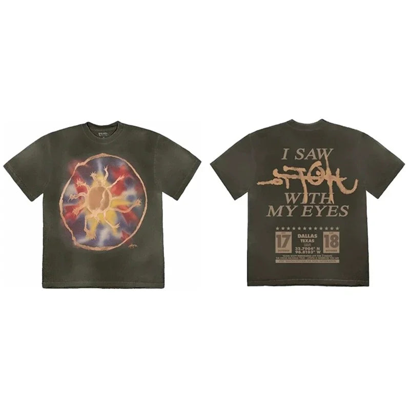 CACTUS JACK Short Sleeve T-shirt Loose Casual Crewneck Men Women Top Tees UTOPIA T Shirt - Travis Scott Merchandise - Free Shipping Buy Now