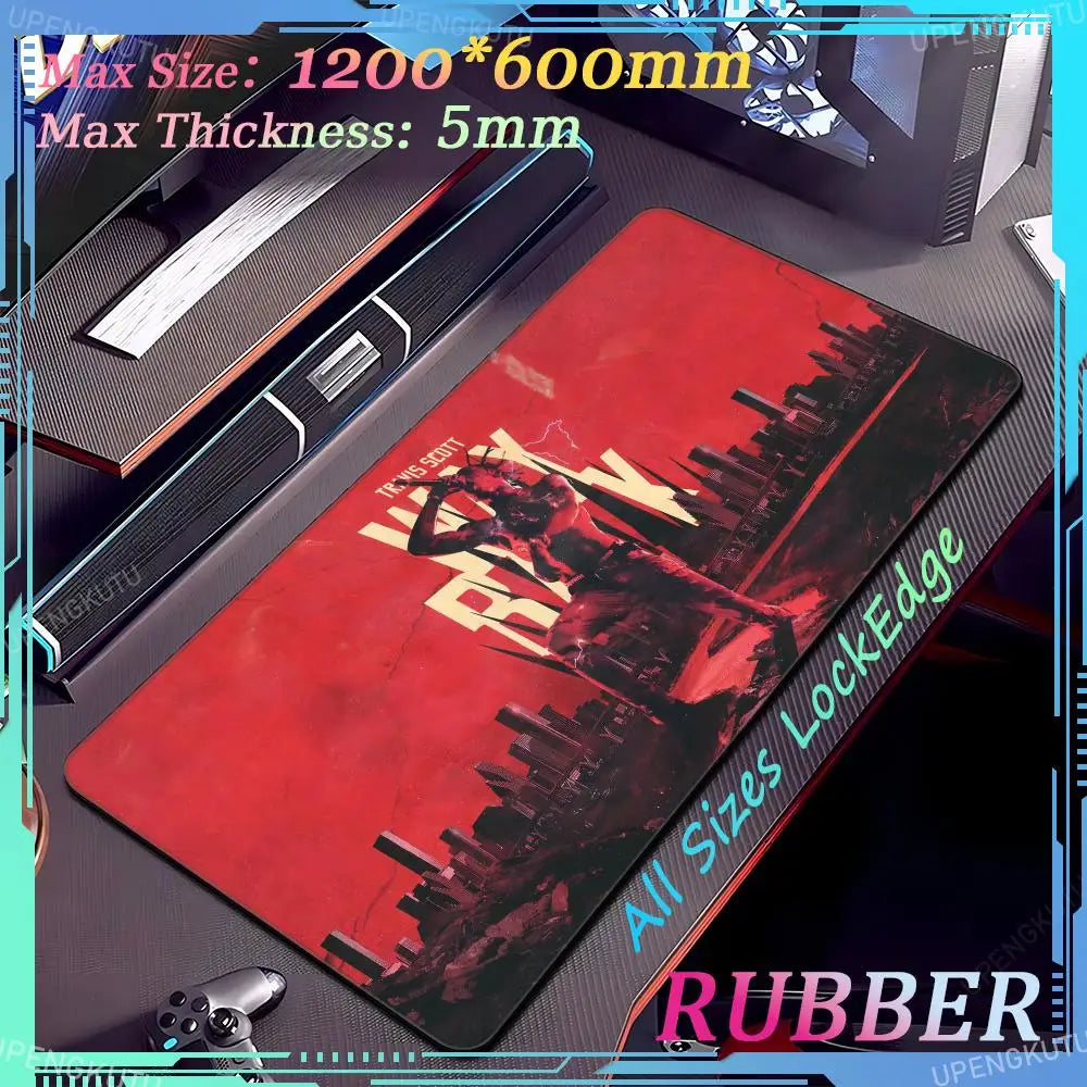Travis Scott Oversized XXXL MousePad Anime Lock Edge Keyboard Gaming Accessories PC Rubber Mouse Pad Thick Desk Mat Carpet - Travis Scott Merchandise - Free Shipping Buy Now