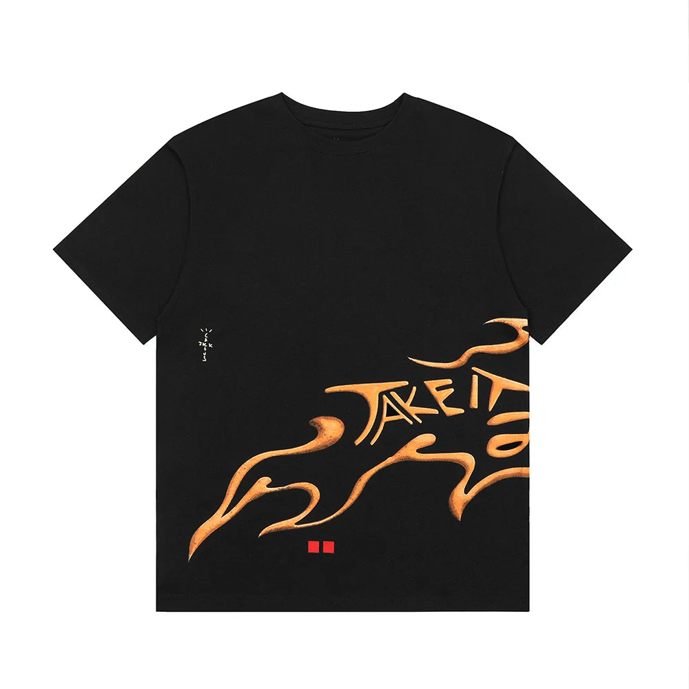 High Street Flame Person Cactus Jack Short Sleeve Summer Tees for Men and Women Crew Neck Harajuku Vintage Cotton Tshirts - Travis Scott Merchandise - Free Shipping Buy Now