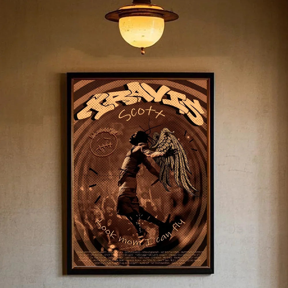 T-Travis Scott Astroworld Jackboys Music Album Poster art sticky wall waterproof home living room bedroom bar aesthetic decorati - Travis Scott Merchandise - Free Shipping Buy Now