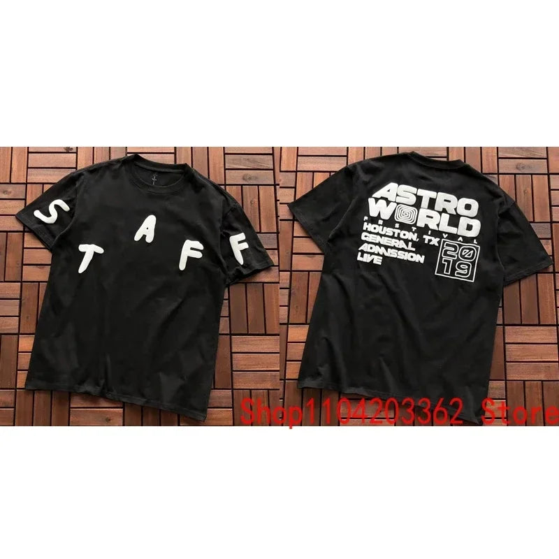 Street Men Women CACTUS JACK Short Sleeve T-shirt Summer Loose Casual Cartoon Print Crewneck Top Breathable Cotton UTOPIA Tshirt - Travis Scott Merchandise - Free Shipping Buy Now