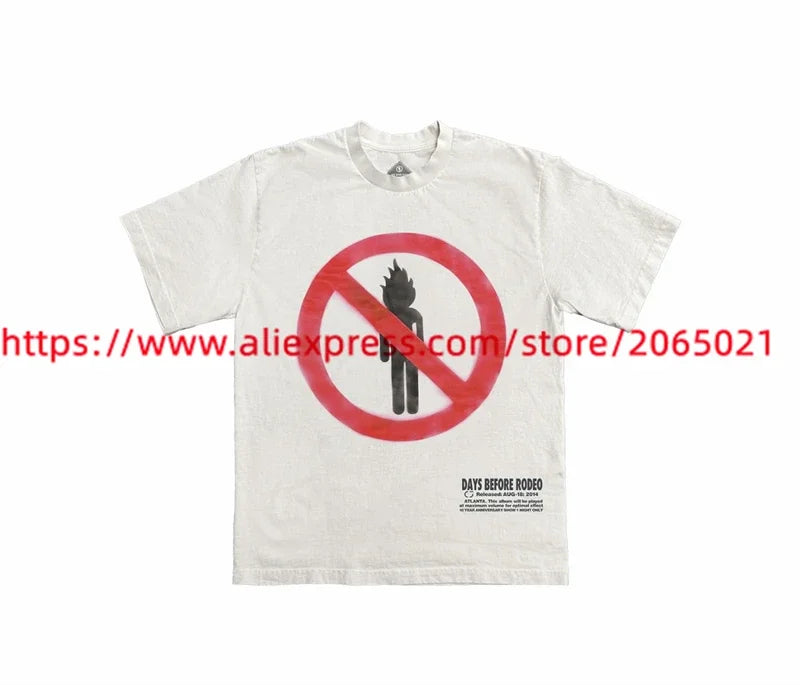 DAYS BEFORE RODEO Cactus Jack T Shirt Men Women Short Sleeved Washed White Tops Tee T-shirt - Travis Scott Merchandise - Free Shipping Buy Now